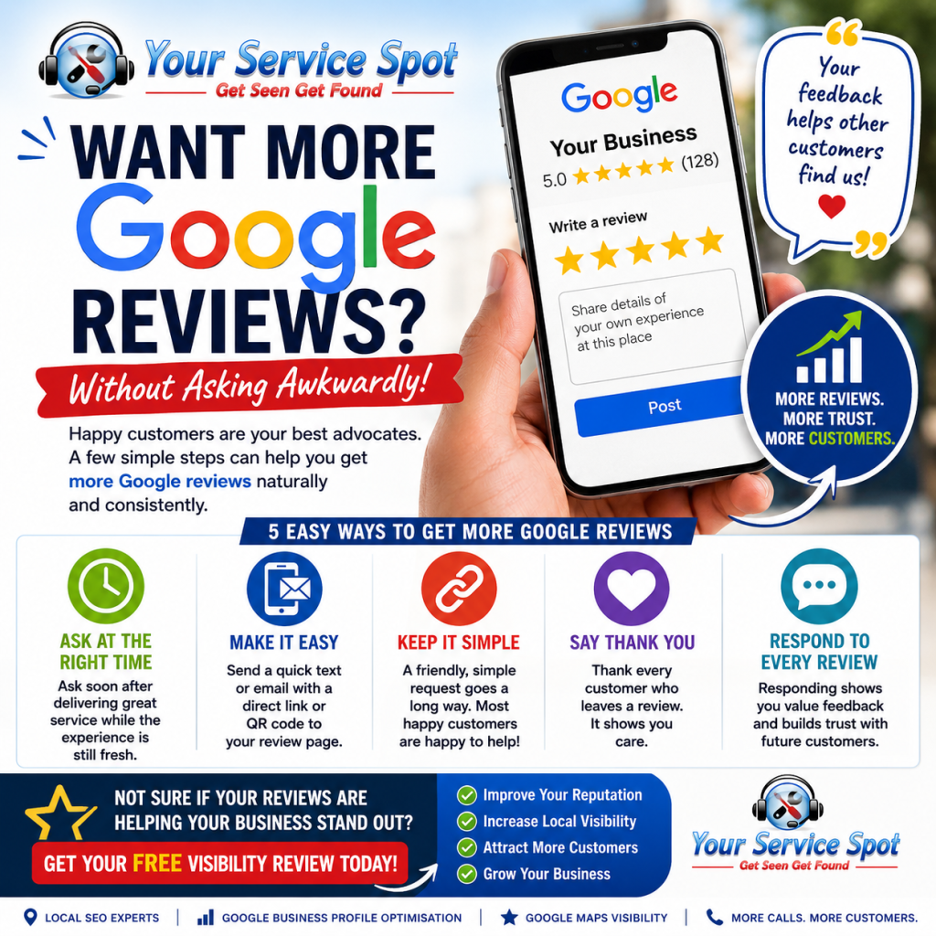 Business owner using simple strategies to get more Google reviews and improve local SEO
