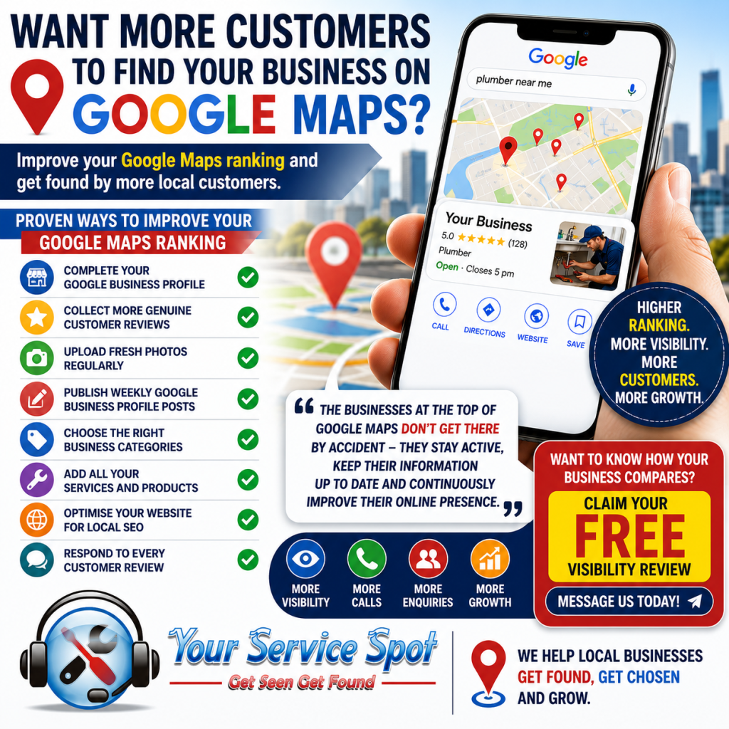 Business owner improving Google Maps ranking using Google Maps SEO and Google Business Profile optimisation