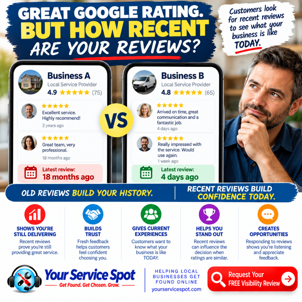 Recent Google reviews compared with older reviews and their importance for customer trust